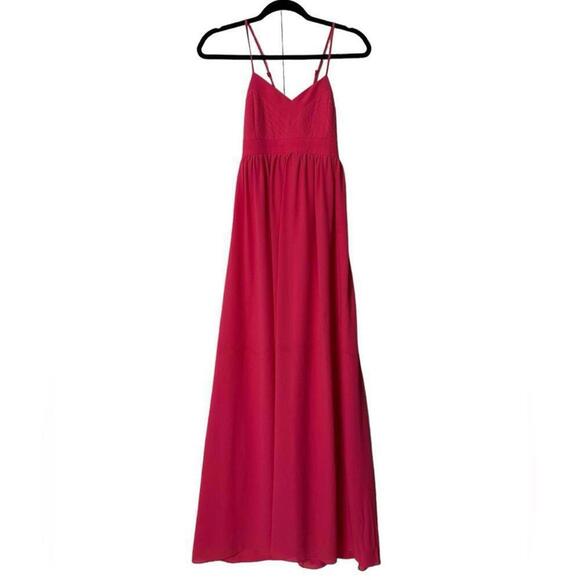 Badgley Mischka l Pink Cross Back Maxi Gown Size 2 - Picture 2 of 9